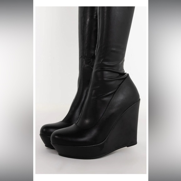 Azalea Wang won’t say it twice wedge boot in black Banks Size 6.5 - Picture 2 of 7
